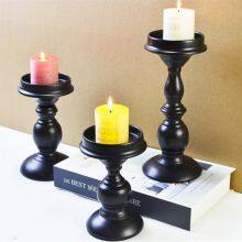 Dining Table Wedding Candlestick European Style Candle Holder Columnar Shape Black Metal Candlestick Set thumbnail-1