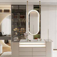 Hotel Intelligent Bathroom Mirror Hanging Rod Mirror Suspended Elliptical Washbasin Double-rod Luxury Illuminated Mirror thumbnail-4