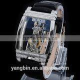 GZ Yangbin Skeleton Autometic Leather Band Factory Men Watch