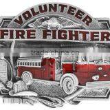Lead & Nickel Free "Volunteer Firefighter" And Displays A Red Enamel-Filled Firetruck Metal Fridge Magnet Quality Choice thumbnail-1