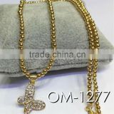 2014 Glitter ball beads with butterfly pendant necklace jewelry wholesale china