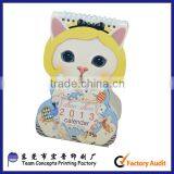 2014 Cute Paper Table Calendar Die Cut Shape Paper Calendar