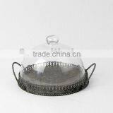 100080MC- Antique Rustic Metal and Glass Dome Holder