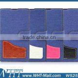 for XiaoMi Mi3 Wallet Stand Cover Folio Jeans Leather Case With Built-in Card Slot Factory Price thumbnail-1
