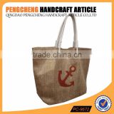 Participants in jute bag printed with anchor design tote bag cotton handle women handbag                        
                                                Quality Choice
