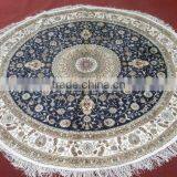 Handknotted bamboo silk round high quality silk rug