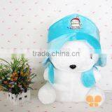 Creative Lovely Cartoon Animal MashiMaro Modeling Gift Plush Toy Doll With Dark Pink and Light Blue Hat