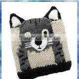 cat face design knit baby hat/baby girl hats/beanie cat ears