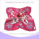 Square Fashion Flowers 100% Silk Printed Scarf thumbnail-1