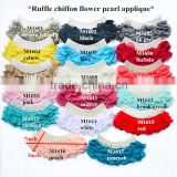 good quality pearls dress collar applique / ruffle chiffon fabric flower