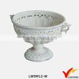 French Distressed White Finish Metal Urn Pot Planter thumbnail-1