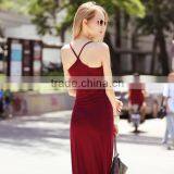2016 Fashion Girl Beautiful Design Full Long Skirts For Girls Side Open Sexy Skirt Camisole Slim Fit Dress thumbnail-2