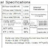 Rechargeable Lead Acid 12v1.2ah Battery Data Sheet