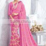 Blest Pink Viscose Georgette Saree/best Designer Sarees Online Shopping