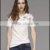 Round Collar Printing Bud Silk Gauze Shirt With Short Sleeves thumbnail-1