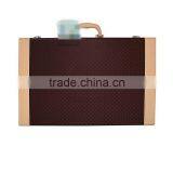 Chinese Factories Wholesale Custom High-grade PU Leather 6 Slot Wine Champagne Boxes, Brown Gift Box