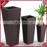 S&D Various Plastic pe Rattan Hand Made Outdoor Decorative Indoor Flower Pots / Cheap Garden Ceramic Planters and Pots Set of 3
