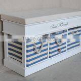 Wooden Cabinet With Natural Wicker Basket thumbnail-1