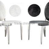White Modern Stainless Steel Oval Back Dining Chair