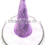 Halloween Purple Mesh Fabric Witch Hats With Lace thumbnail-1