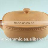 Ceramic rectangular terracotta clay pots turren with lid, soup pot serv dish 5.5 L capacity