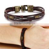 Cheap Price Multilayer Genuine Leather Men Bracelets Casual/Sporty Easy Alloy Hook Link Chain Men Jewelry thumbnail-3