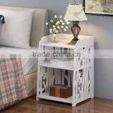 Small Plastic-Wood White Bed End Table Nightstand Bathroom Cabinet Kids Furniture Table Bookcase thumbnail-3