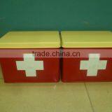 Home Retro Style Cross Tin Box Vintage Red Metal First Aid Kit Emergency Cabinet thumbnail-3