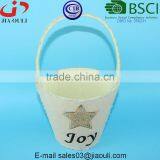 Fabric Planter With Handle and Linen Cover, Felt Basket for Flowers thumbnail-2