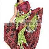 Printed Designer Saree+ Blouse Material Red Color Sari thumbnail-3