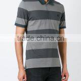 High Quality Dark Grey Custom Design Striped t Shirt Polo for Men thumbnail-2