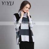 Newest Winter Women Stripe Color Block Turtleneck Cashmere Sweater thumbnail-3