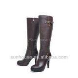 Square Toe Lady High Heel Knee Boots thumbnail-1