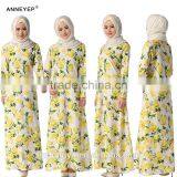 Black Yellow Flower Muslim Dress/ Jnja Muslim Islamic Fashionable Abaya Kaftan Dresses/fancy dl Islamic Muslim Dress