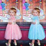 Toddler Dress Pattern Flower Natural Aqua Flutter Sleeve Girl Dress thumbnail-1