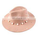 New Style Pearl High Quality Fashinal Felt Fedora Hat thumbnail-3