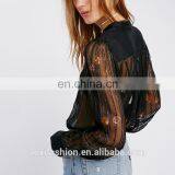 Clothing Spring Sheer Sleeves Lady Latest Fashion Blouse Design 2016 thumbnail-3