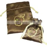 custom high quality satin gift drawstring bag with logo printed satin gift pouch wholesale