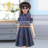Hand Embroidery Designs Smart Casual Girl Denim Dress for Girls Kids thumbnail-6