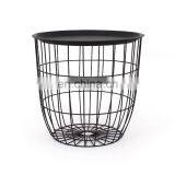 Customized Newest Design Home Storage Metal Wire Basket Round Tea Table With Lid thumbnail-4
