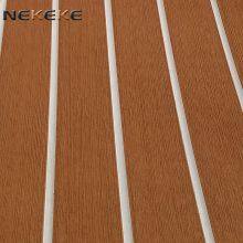 Hot Sell NEKEKE Light Brown and White Lines Mat Form China Synthetic Teak Deck Flooring thumbnail-1