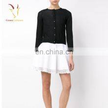 100% Cashmere Black Short Cardigan Sweater for Ladies thumbnail-1