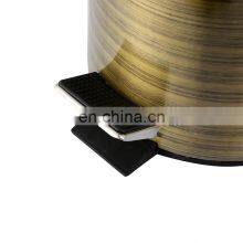 Hotel Slim Design Stainless Steel Foot Pedal Waste Bin With Gold Color Bathroom Trash Can thumbnail-5