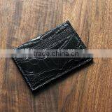 High Quality Wholesale Handmade Black Color Genuine Real Crocodile Alligator Skin Leather Credit Card Holder Purse Pocket Wallet thumbnail-4