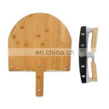 Premium Wood Pizza Peel Bamboo Pizza Serving Board With Pizza Cutter thumbnail-2