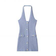 New Women's European and American Style Fashionable Elastic Neck Hanging Collar Dress thumbnail-5