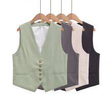 New Temperament Slim Fit Vest+hot Pants Composite Blend Suit for Women thumbnail-3