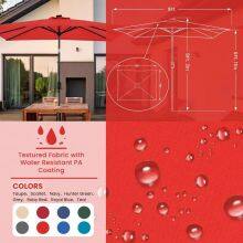 Crank 9FT Solar LED Central Pole Garden Umbrella Eco Polyester Fiberglass Ribs Patio Wholesale thumbnail-5