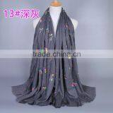 Latest Design Cotton Colorful Butterfly Emboridery Scarf Shawl thumbnail-3