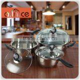 Korean Style 6pcs Induction Stainless Steel Cooking Pot Set With Bakelite Handles